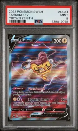 PSA 9 RAIKOU V GG41 CROWN ZENITH SWORD & SHIELD POKEMON MINT - Image 1