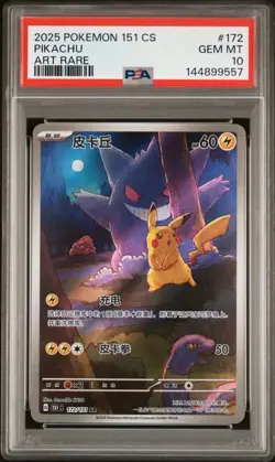2025 POKEMON SIMPLIFIED CHINESE 151 C-COLLECTION 151 #172 PIKACHU PSA 10 (H557 - Image 1