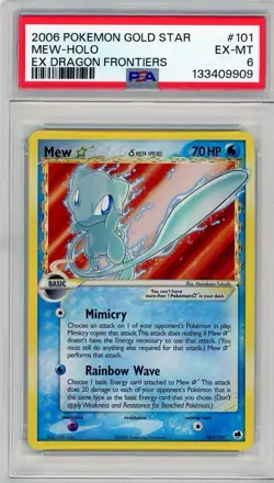 2006 Pokemon EX Dragon Frontiers Gold Star Mew Holo #101 PSA 6 - Image 1