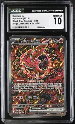 2025 Pokemon Black Star Promo Oricorio ex #024 Mega Charizard X ex UPC CGC 10 - Image 1