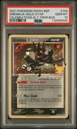 2021 Pokemon Greninja Gold Star Celebrations ETB Promo #144 PSA 10 - Image 1