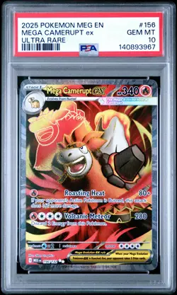 2025 POKEMON MEG EN-MEGA EVOLUTION ULTRA RARE #156 MEGA CAMERUPT EX PSA 10 - Image 1