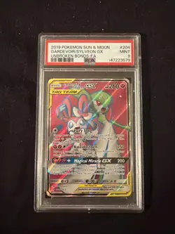 2019 POKEMON SUN & MOON UNBROKEN BONDS FULL ART/GARDEVOIR & SYLVEON GX PSA 9 - Image 1