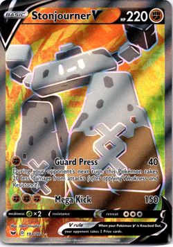 Pokemon TCG Stonjourner V 193/202 Sword & Shield Full Art Holo Rare Near Mint - Image 1