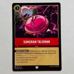 Sumerian Talisman 133/204 Disney Lorcana Into The Inklands Regular Uncommon NM - Image 1