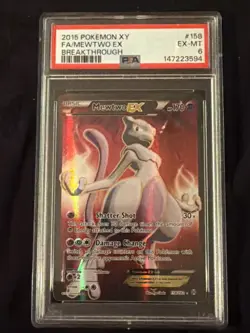 Pokemon Mewtwo EX TCG Full Art XY Holo Card Breakthrough 158/162 PSA 6 - Image 1