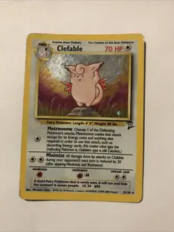 Pokemon Clefable Holo Swirl 5/130 Base Set 2 Card - Image 1