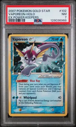 Vaporeon Gold Star 102/108 PSA 7 NM Pokemon EX Power Keepers Holo Ultra Rare - Image 1
