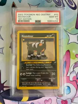 PSA 10 Houndour 43/105 Common Neo Destiny 2002 1st Edition Pokemon Card - Image 1