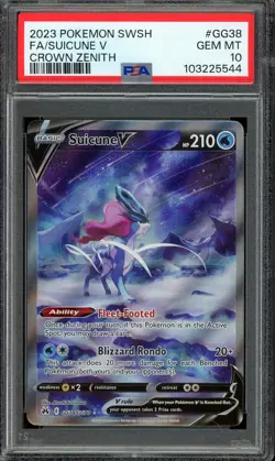 [PSA 10] Suicune V GG38/GG70 Crown Zenith Galar Gallery Alternate Art POKEMON - Image 1