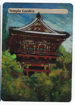 Temple Garden Altered Art Mtg Hand Painted Card Commander - Image 1