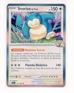 ~ESP~ SPANISH Snorlax de Paul 117 Journey Together LA Pokemon Card (G4) - Image 1