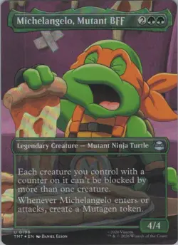 Foil Michelangelo, Mutant BFF (Borderless) U Teenage Mutant Ninja Turtles 198 NM - Image 1