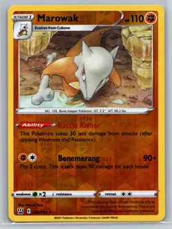 Marowak 070/163 Battle Styles Pokemon TCG Fighting Reverse Holo Stage 1 Rare - Image 1