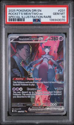 2025 POKEMON DRI EN-DESTINED RIVALS #231 TEAM ROCKET'S MEWTWO EX PSA 10 - Image 1