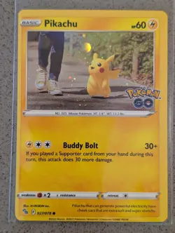 Pikachu 027/078 Holo Common Pokemon GO Pokemon NM Off center - Image 1