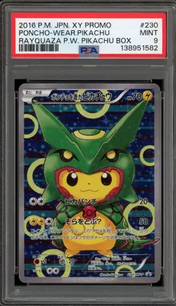 Pokemon Poncho-Wearing Pikachu Rayquaza Japanese Full Art Promo 230/XY-P PSA 9 - Image 1