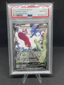 2021 MEDICHAM V POKEMON #186/203 EVOLVING SKIES ALT ART GEM MINT PSA 10 - Image 1