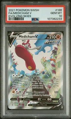 2021 MEDICHAM V POKEMON #186/203 EVOLVING SKIES ALT ART GEM MINT PSA 10 - Image 3