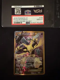 2016 POKEMON XY FATES COLLIDE SECRET #125 FULL ART/ALAKAZAM EX MISCUT/ ERROR - Image 1