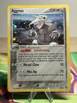 Aggron 1/108 Holo Rare 2007 Ex Power Keepers Pokemon Reverse Holo HP - Image 1