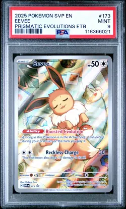 2025 Pokemon Svp Black Star Promo #173 Eevee Prismatic Evolutions ETB PSA 9 - Image 1