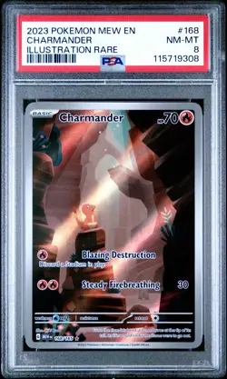2023 Pokemon Mew En-151 #168 Charmander Illustration Rare PSA 8 - Image 1