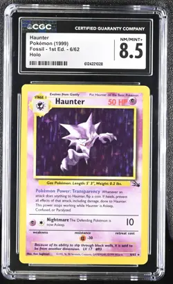 Pokemon English Haunter 6/62 1999 Fossil - 1st Ed Rare Holo Vintage NM CGC 8.5 - Image 1