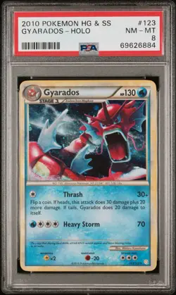 2010 POKEMON HEARTGOLD & SOULSILVER 123/123 GYARADOS HOLO PSA 8 *LOW POP 167 * - Image 1