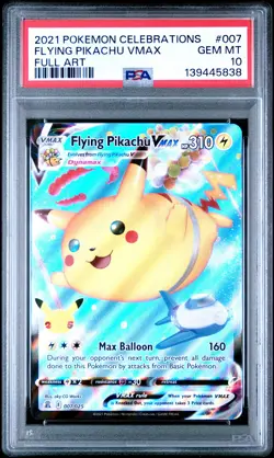 2021 POKEMON CELEBRATIONS #007 FULL ART/FLYING PIKACHU VMAX PSA 10 - Image 1