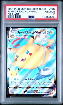 2021 POKEMON CELEBRATIONS #007 FULL ART/FLYING PIKACHU VMAX PSA 10 - Image 1