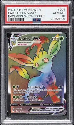 2021 POKEMON SWORD & SHIELD EVOLVING SKIES SECRET FULL ART/LEAFEON VMAX PSA 10 - Image 1