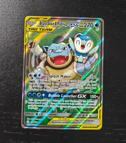 Blastoise & Piplup GX Pokemon 215/236 Alternate Full Art Holo Ultra Rare LP - Image 1