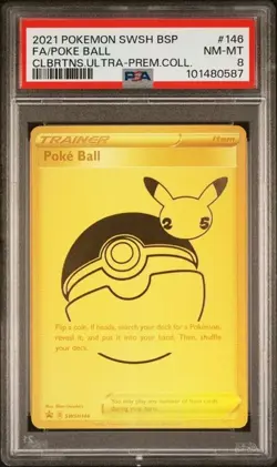 PSA 8 - 2021 Pokemon Celebrations Ultra-Premium UPC Full Art POKE BALL #146 0587 - Image 1