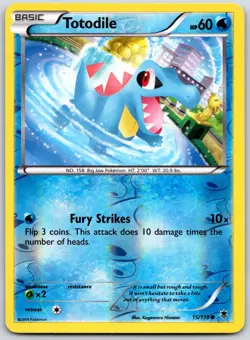 POKEMON PHANTOM FORCES TOTODILE 15/119 COMMON REVERSE HOLO LP - Image 1