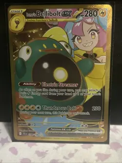 Pokemon TCG Iono's Bellibolt ex 188/159 Journey Together Gold Hyper Rare Card NM - Image 1