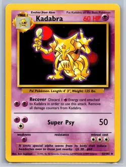 Kadabra 032/102 Pack Fresh Crisp Centered NM Pokemon Base Set WOTC Vintage - Image 1