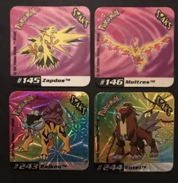 4 X Pokemon Staks Magnets Raikou Entei Zapdos Moltres Legendary #243 SHINY RARE - Image 1