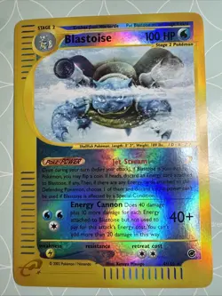 2002 POKEMON EXPEDITION SET #4/165 BLASTOISE REVERSE HOLO RARE - Image 3