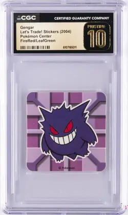 2004 LETS TRADE! STICKERS POKEMON CENTER FIRERED/LEAFGREEN GENGAR CGC 10 PERFECT - Image 1