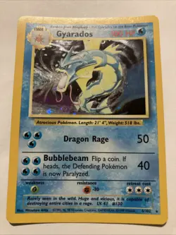 Pokemon TCG Gyarados 6/102 Base Set Holo Rare 100 HP 1999 WOTC English - Image 1