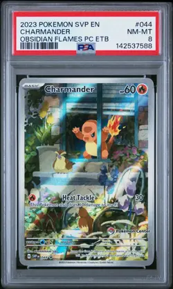 2023 POKEMON OBSIDIAN FLAMES POKEMON CENTER ETB PROMO SVP #044 CHARMANDER PSA 8 - Image 1