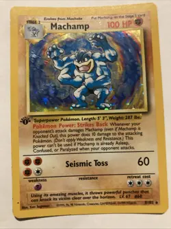 Pokemon TCG Machamp Base Set 8/102 Holo 1st Edition Holo Rare - Image 1