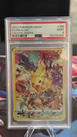 Pokemon Pikachu Secret Rare Full Art Holo 160/159 Crown Zenith 2023 PSA 9 - Image 1
