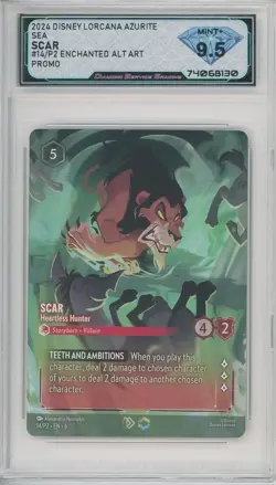 Lorcana Azurite Sea SCAR HEARTLESS HUNTER #14/P2 Promo Enchanted💎DSG 9.5 Mint+ - Image 1