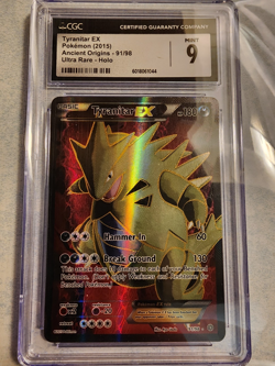 CGC 9 MINT Tyranitar EX 2015 Ancient Origins 91/98 Holo Pokemon Card - Image 1
