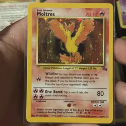 Pokemon TCG Moltres Fossil Holo Rare Unlimited Card 12/62 70 HP English 1999 - Image 1