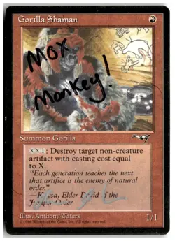 MTG Gorilla Shaman (Holding Baby) - Alliances Signed Ink Stained HP English - Image 1