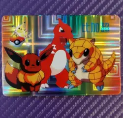 Pocket Monsters Anime Collection Bandai Carddass Holo 1998 Eevee Sandshrew - Image 1