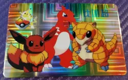 Pocket Monsters Anime Collection Bandai Carddass Holo 1998 Eevee Sandshrew - Image 2